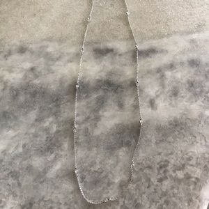 Silver Crystal Stone Long Necklace